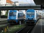 BR 183/5396/223-068-faehrt-am-28082008-mit 223 068 fhrt am 28.08.2008 mit Alex 86013 in Regensburg ein. Links ist 183 002 zu sehen, sie wird den Zug nach Mnchen bringen.