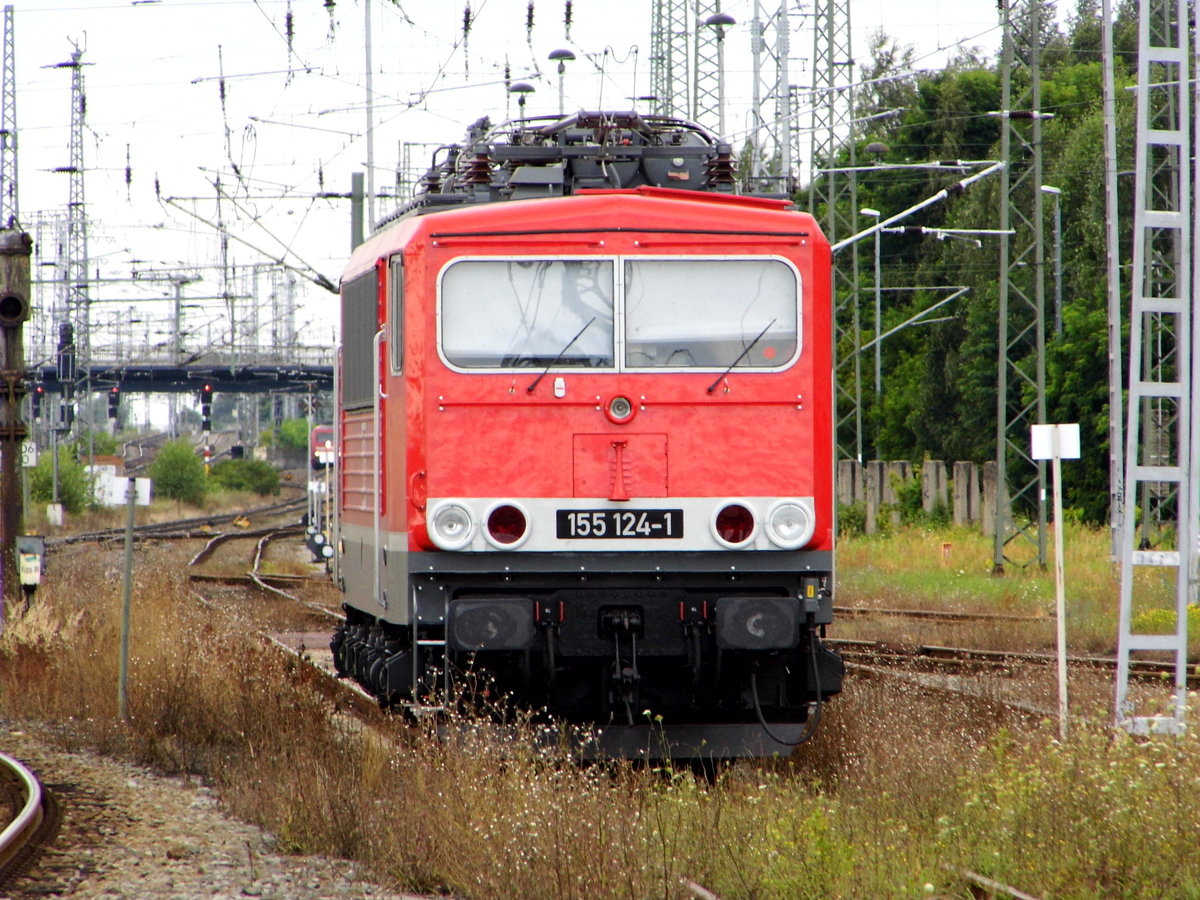 Am 01.08.2017 war die 155 124-1 von der  MEG - Mitteldeutsche Eisenbahn GmbH, in Stendal abgestellt.