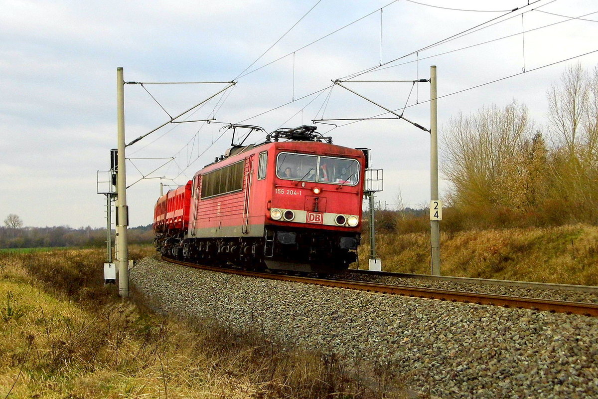 Am 07.12.2017 kam die 155 204-1   von DB Cargo AG, (Railpool) aus Richtung Wittenberge  und fuhr weiter in Richtung Stendal .