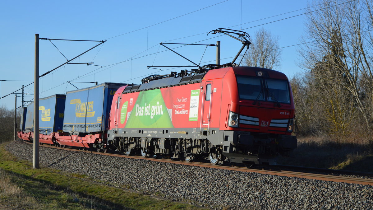 Am 08.03.2021 kam die 193 310-0 von DB Cargo Deutschland AG, aus Richtung Wittenberge und fuhr weiter in Richtung Stendal .