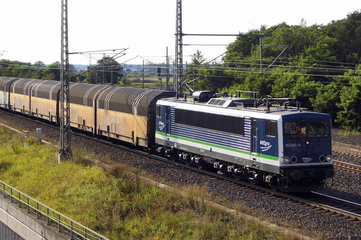 Am 10.09.2017 kam die  155 045-9 von der IntEgro (Press) aus Richtung Salzwedel und fuhr nach Stendal .