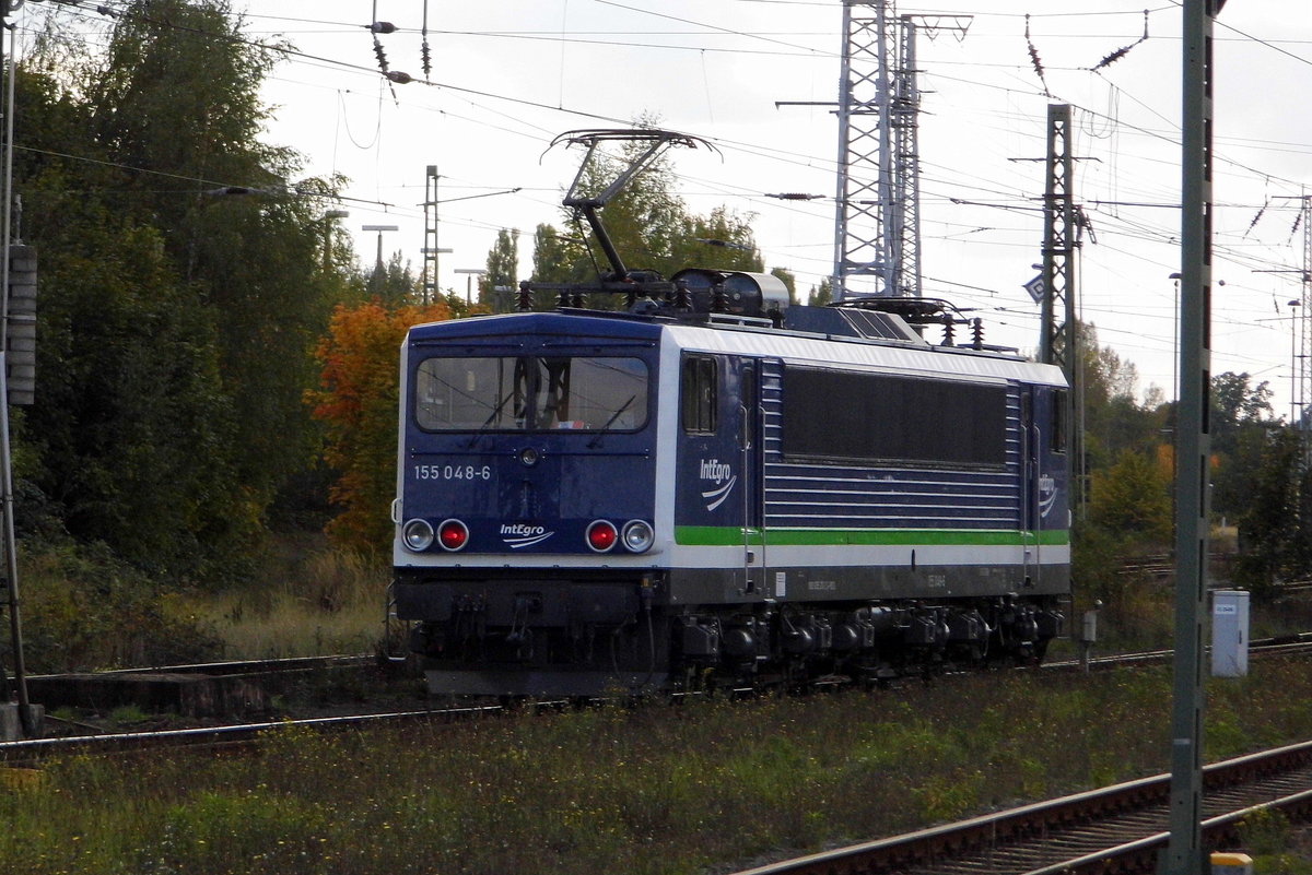 Am 10.10.2016 kam die 155 048-6 von der IntEgro (Press) aus Richtung Magdeburg nach Stendal .