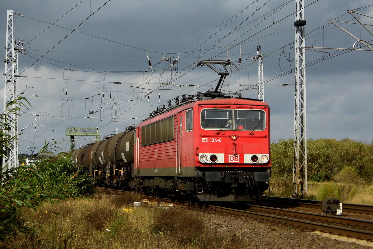 Am 13.10.2017 kam die 155 134-0 von   DB Cargo AG , ( Railpool   ) aus Richtung Wittenberge nach Borstel und fuhr weiter in Richtung Stendal.