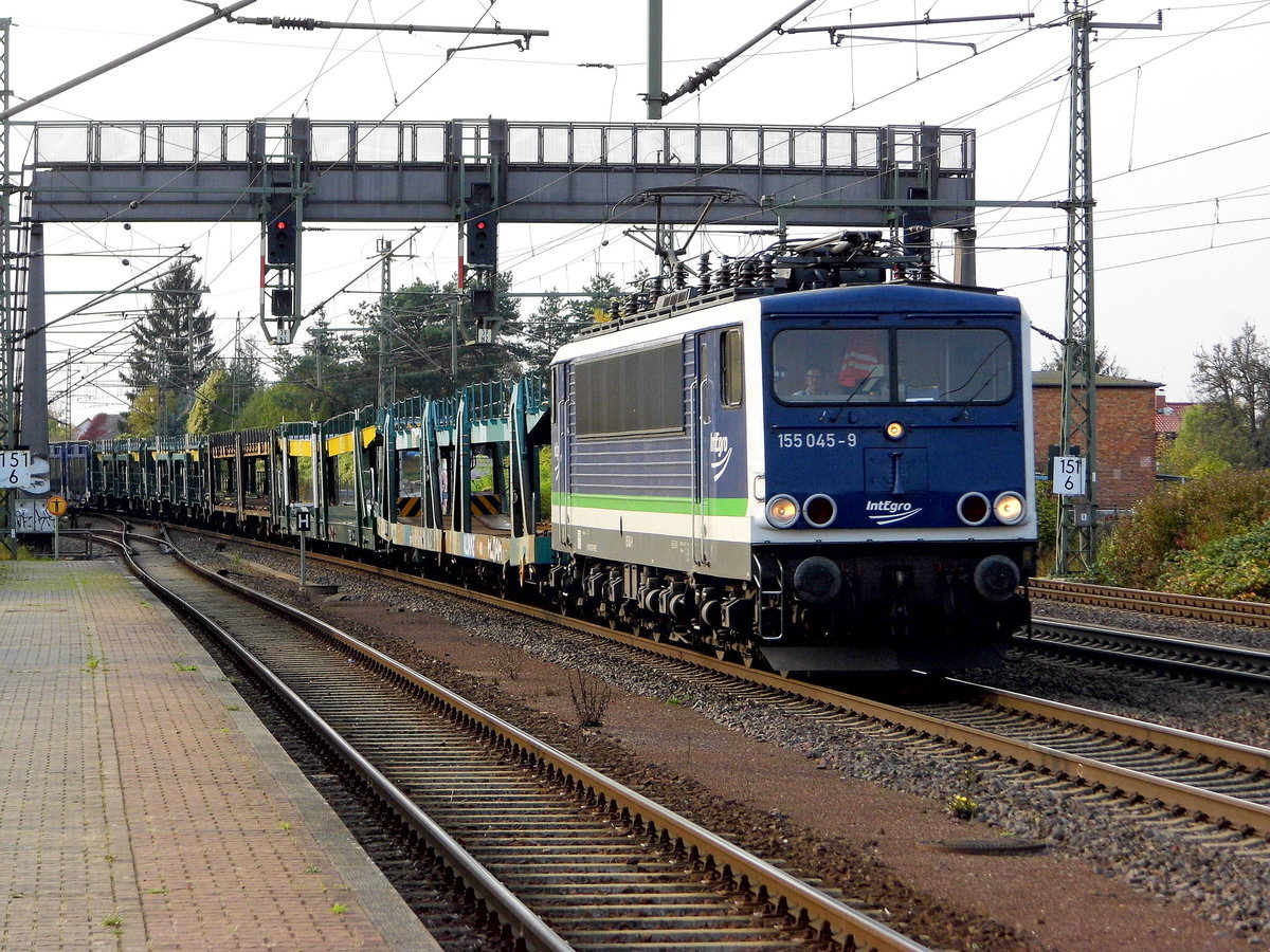 Am 17.10.2017 kam die  155 045-9 von der IntEgro (Press) aus Richtung Braunschweig nach Niederndodeleben und fuhr weiter in Richtung Magdeburg .