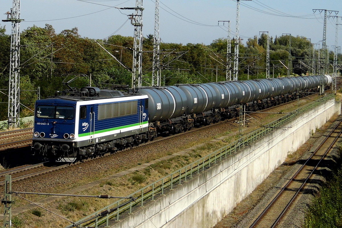 Am 18.09.2018 kam die 155 045-9 von der IntEgro Verkehr GmbH-PRESS aus Richtung Stendal und fuhr weiter in Richtung Salzwedel.