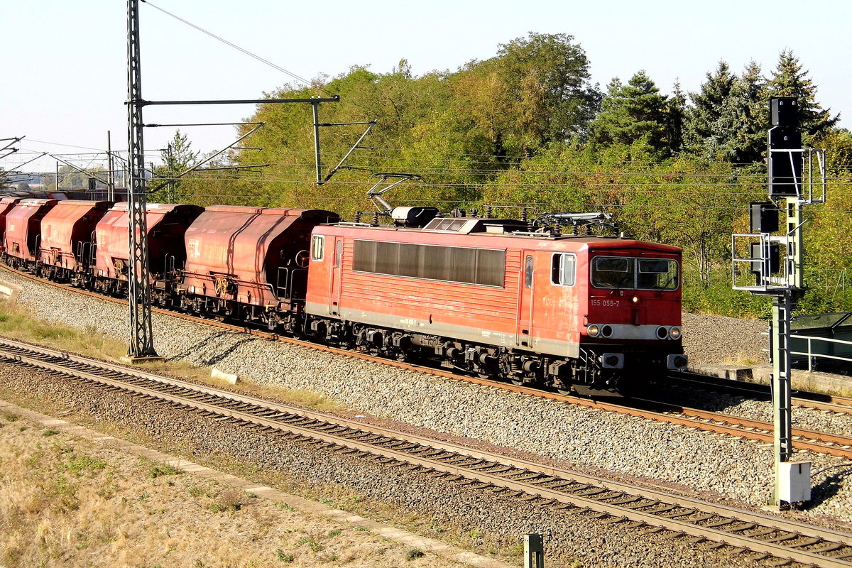 Am 27.09.2018 kam die 155 055-7 von DB Cargo Deutschland AG,  (Railpool)  aus Richtung Wittenberge und fuhr weiter nach Stendal .