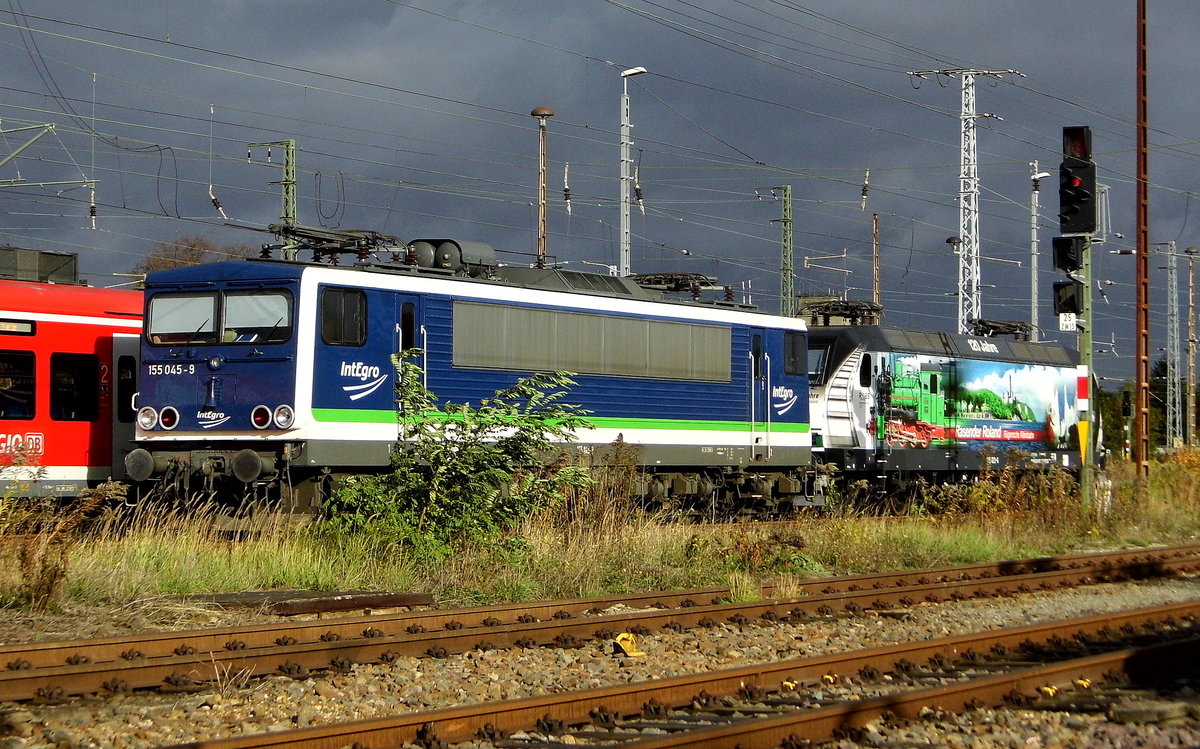 Am 29.10.2016 waren die 145 023-6 und die 155 045-9 von der IntEgro (Press) in Stendal abgestellt .