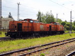 Am 16.05.2016 Rangierfahrt von der 203 157-3 und die  203 156-5 von der   BBL Logistik in Stendal .