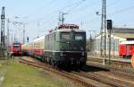 Am 19.04.2015 kamen die 111 001-4  und die E 40 128 von der DB aus Richtung Berlin nach Stendal und fuhr weiter in Richtung Hannover .