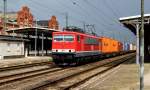 Am 20.06.2015 kam MEG 704 (155 195) aus Richtung Magdeburg nach Stendal und fuhr weiter nach Wittenberge.